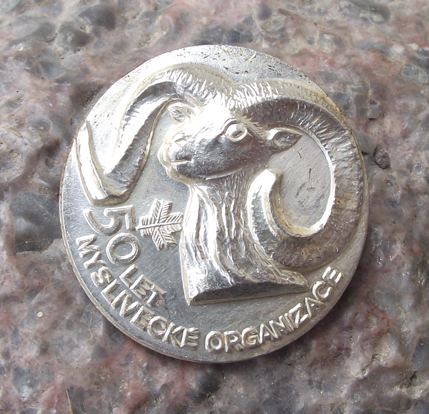 Vintage Czech Hunting Association CMS Anniversary Mouflon Deer Pin Badge