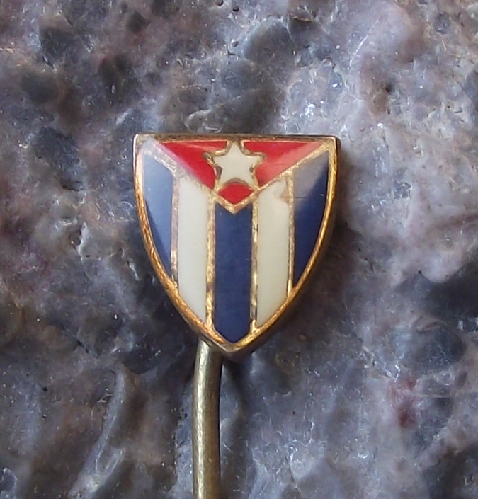Vintage Cuba National Flag Small Shield Shaped Pin Badge