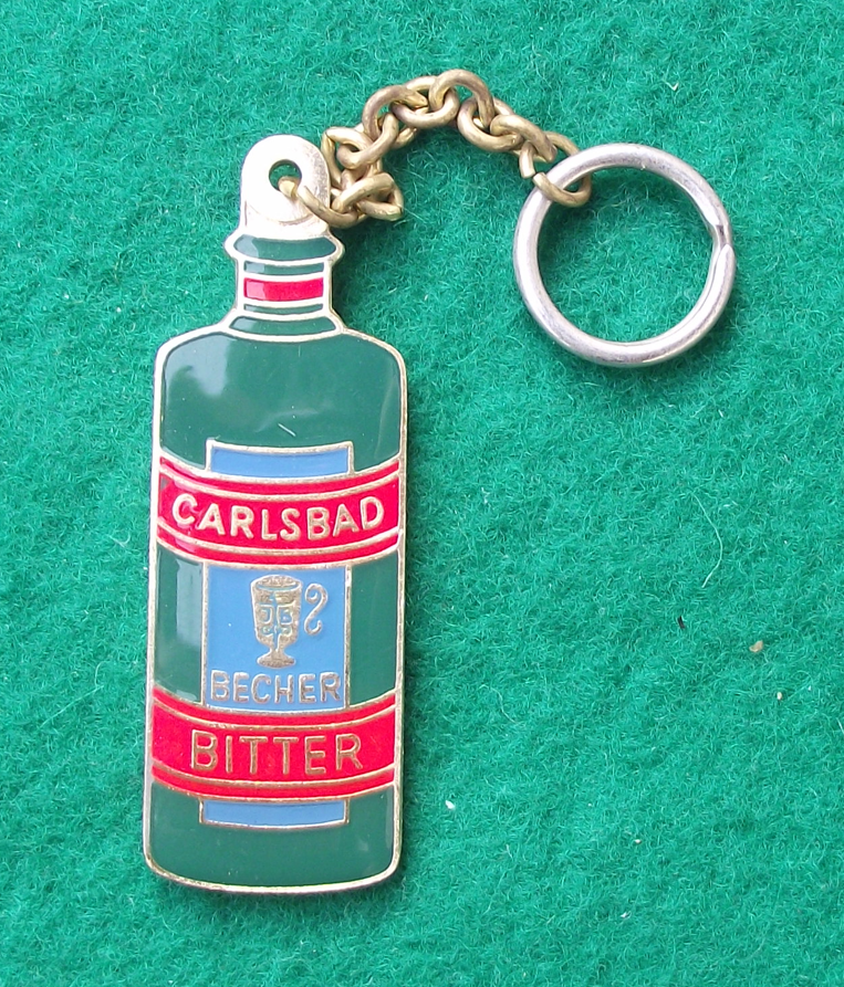 Vintage Carlsbad Becherovka Bitter Bottle Czech Herbal Drink Keyring Key Chain