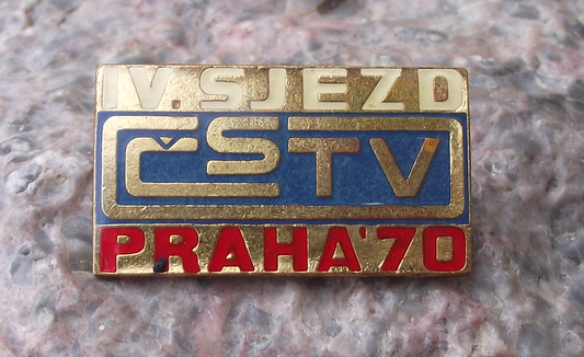 1970 Rare Czechoslovakia Sports Association CSTV IV 4th Conference Prague Pin Badge