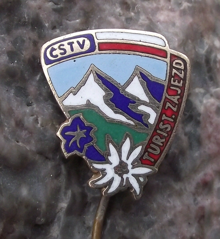 Vintage Czech State Sports Association CSTV Tatra Mountains Tourist Pin Badge