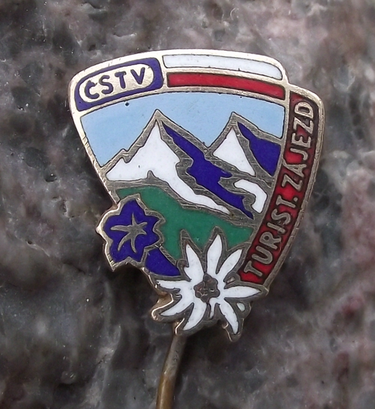 Vintage Czech State Sports Association CSTV Tatra Mountains Tourist Pin Badge
