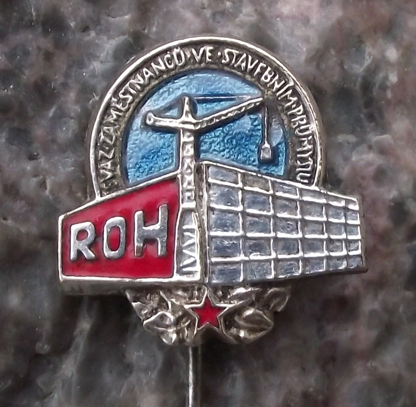 Vintage Czech Construction Workers Trade Union ROH Tower Crane Pin Badge