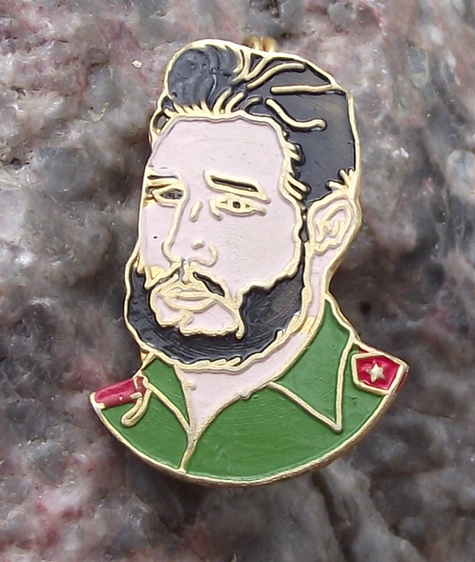 Vintage Image of Fidel Castro Cuban Revolutionary and President Pin Badge