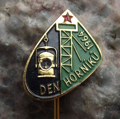 1964 National Miners Day Elevator Tower Den Horniku Coal Mine Mining Pin Badge - Badgecrazy
