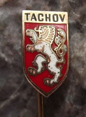 Vintage Tachov Tachau Roaring Rampant Two Tailed Lion Czech Tourist Pin Badge - Badgecrazy