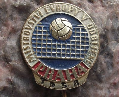 1958 European Mens Volleyball Championships Czechoslovakia Souvenier Pin Badge - Badgecrazy