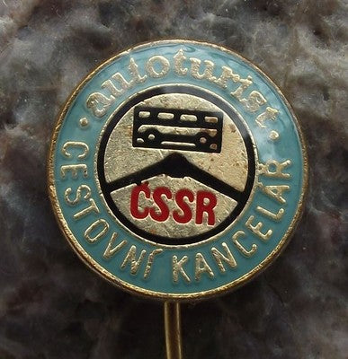Autoturist Car Motor Tourism Travel Agent Czechoslovakia Advertising Pin Badge - Badgecrazy