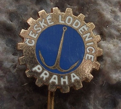 Ceske Lodenice Prague Shipyard Czech Ship Boat Builders Anchor Cog Pin Badge - Badgecrazy