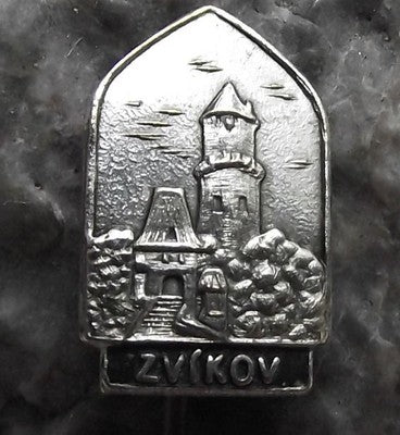 Antique 1950s Zvikov Gothic Castle Klingenberg Czech Tourist Souvenier Pin Badge - Badgecrazy