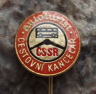 Autoturist Car Motor Tourism Travel Agent Czechoslovakia Advertising Pin Badge - Badgecrazy