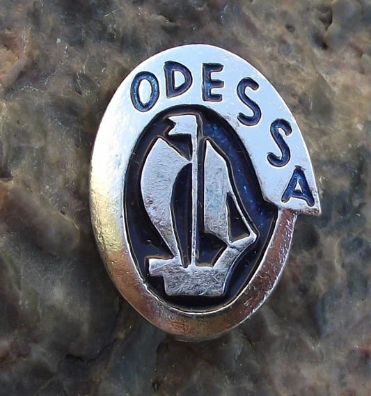Vintage Odessa Ukraine Black Sea City Sailing Ship Tourist Souvenir Pin Badge