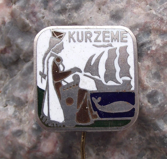 Vintage Latvia Latvian Soviet Socialist Republic Kurzeme District Pin Badge