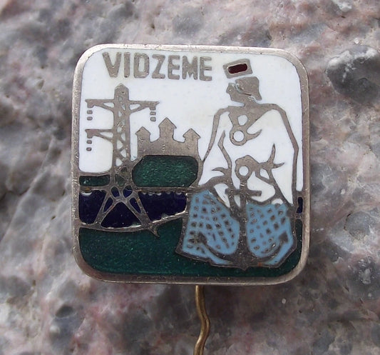 Vintage Latvia Latvian Soviet Socialist Republic Vidzeme District Pin Badge