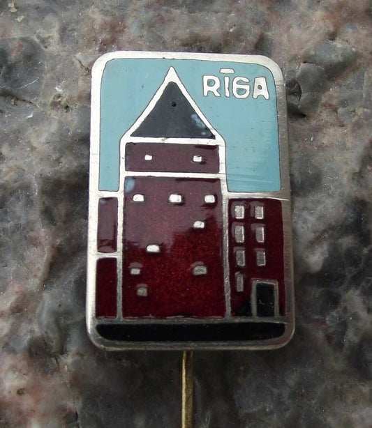 Vintage Riga Ancient City Tower Latvia Tourist Souvenir Pin Badge