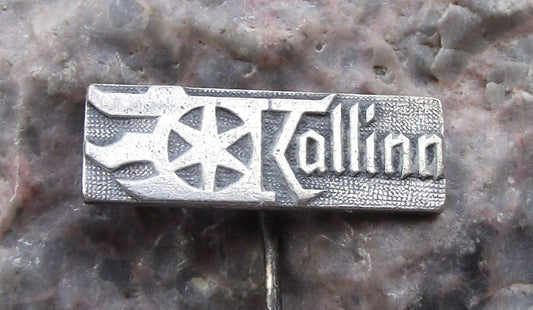 Vintage Tallinn Estonia Medieval Heraldic Flag Pin Badge