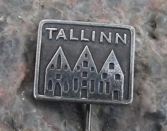Vintage Tallinn Estonia Ancient City Emblem Motif Tourist Souvenier Pin Badge