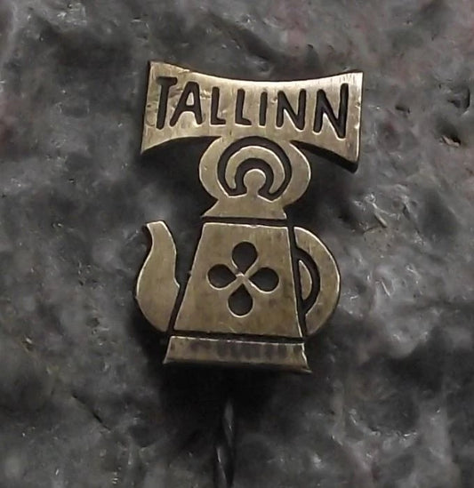 Vintage Tallinn Estonia Kettle Teapot Coffee Pot Tourist Souvenir Pin Badge