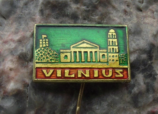 Vintage Vilnius Capital City Lithuania Famous Tourist Sights Souvenir Pin Badge