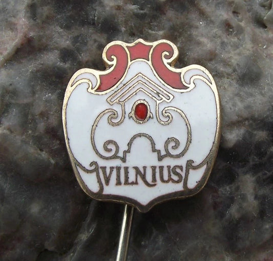 Vintage Vilnius Capital City Lithuania Tourist Souvenir Crest Pin Badge
