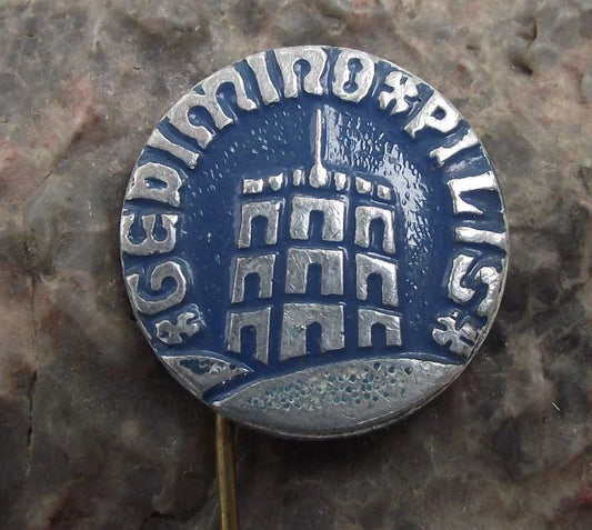 Vintage Vilnius Lithuania Gediminas Tower Pilis Castle Souvenir Pin Badge