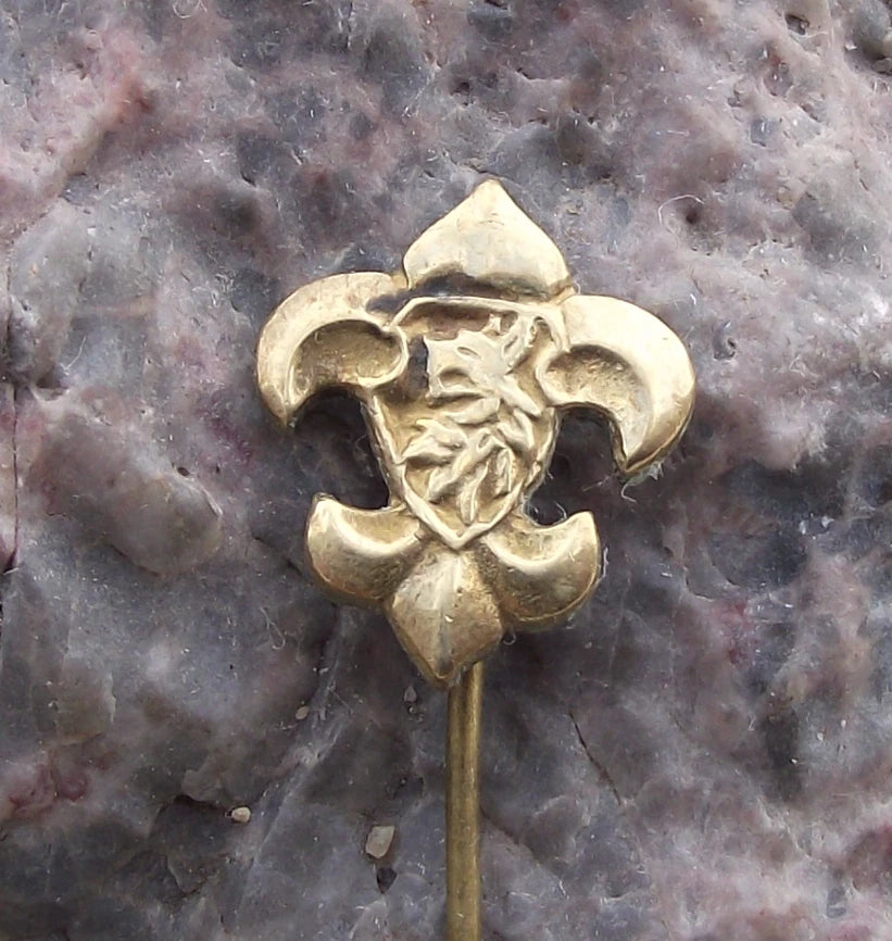 Vintage Czech Boy Junak Scouts Association Fleur de Lis Symbol Wolf Head Pin Badge