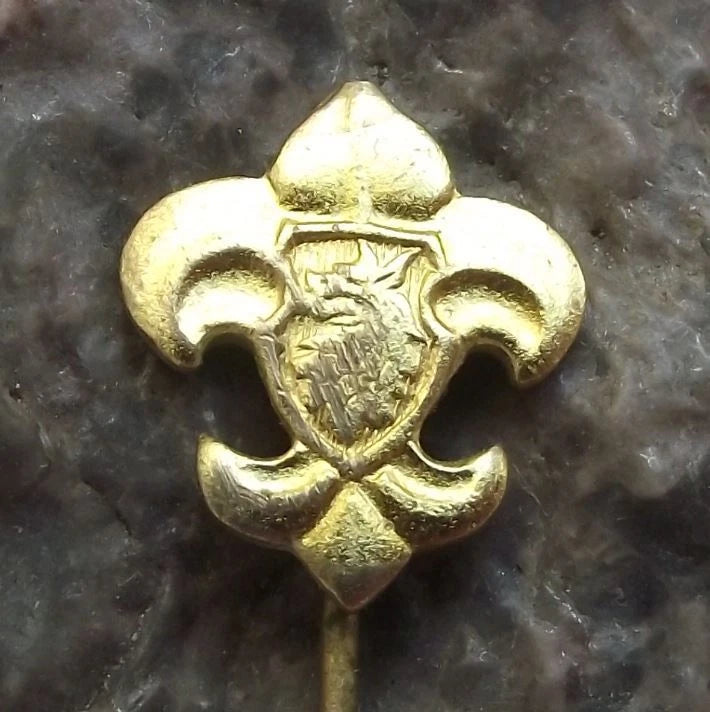 Vintage Czech Boy Junak Scouts Association Fleur de Lis Symbol Wolf Head Pin Badge