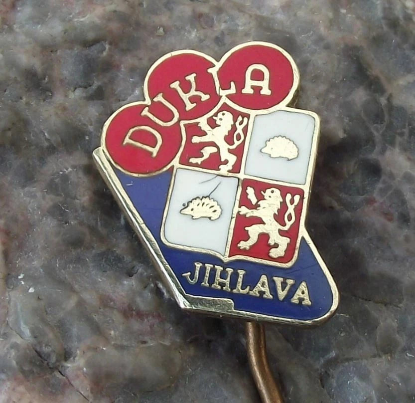 Vintage Dukla Jihlava Hedgehog Crest Ice Hockey Team Czechoslovakia Pin Badge