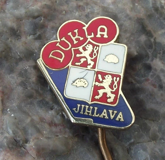 Vintage Dukla Jihlava Hedgehog Crest Ice Hockey Team Czechoslovakia Pin Badge