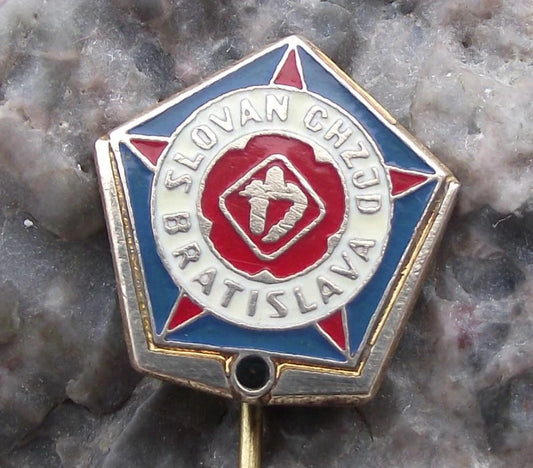 Vintage Slovan CHZJD Bratislava Czechoslovakia Ice Hockey Club Pin Badge