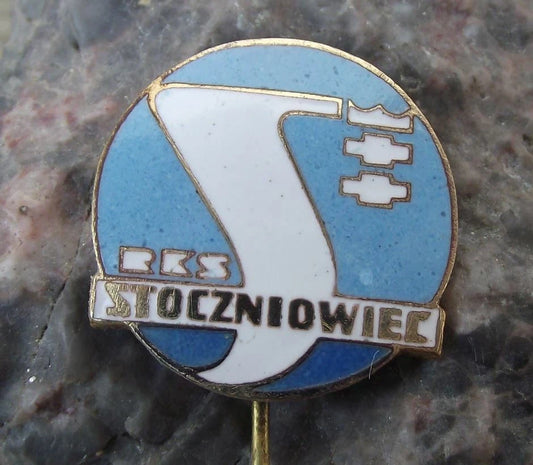 Vintage Large RKS Stocznioweic Gdansk Poland Polish Ice Hockey Team Pin Badge