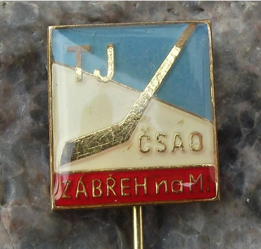 Vintage TJ CSAO Zabreh na Morave Czech Ice Hockey Team Club Logo Pin Badge