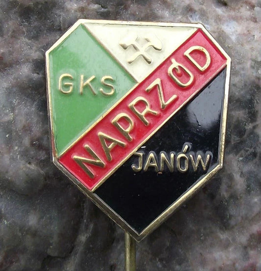 Vintage GKS Naprzod Janow Poland Polish Ice Hockey Club Hammer Logo Pin Badge