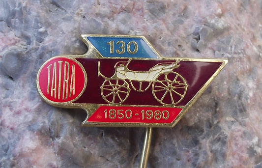 1980 Tatra Car Company 130th Anniversary Horse Drawn Carriage Coach Pin Badge