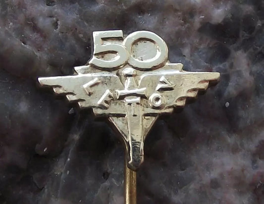 1968 Letov Aviation 50th Anniversary Czech Aircraft Factory Pin Badge - Badgecrazy