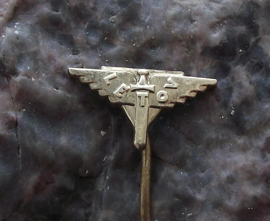 Vintage Rudy Letov Czechoslovakia Aircraft Factory Winged Sword Logo Pin Badge - Badgecrazy