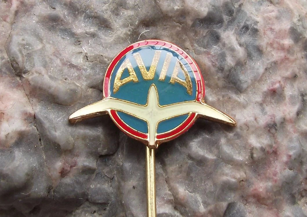 1970's AVIA Czech Aviation Aircraft Truck Company Sea Bird Logo Pin Badge - Badgecrazy