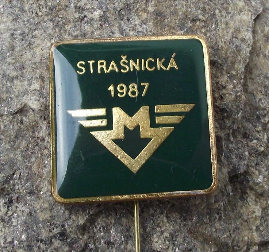 1987 Prague Metro Line A Strašnice Extension Underground Railway Train Pin Badge