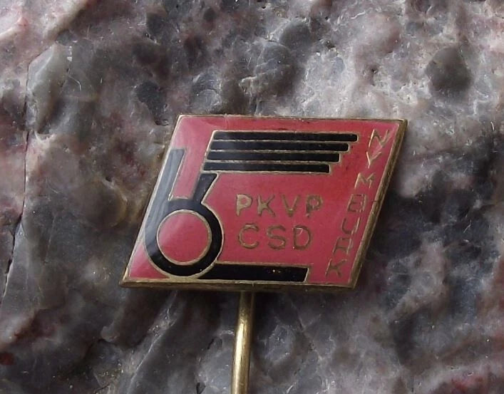 Vintage Czech Railways CSD Nymburk Train Locomotive Design and Repair Pin Badge