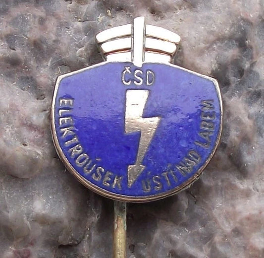 Vintage CSD Czech Railways Train Track Rail Electrification Team Pin Badge