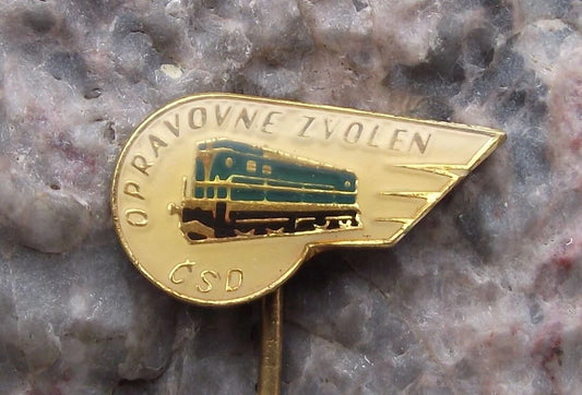 Vintage Czechoslovakia Railway CSD Zvolen Repair Shed Train Locomotive Pin Badge
