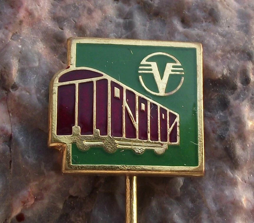 Vintage Vagonky Czech Railway System Train Wagon Maker V Logo Pin Badge