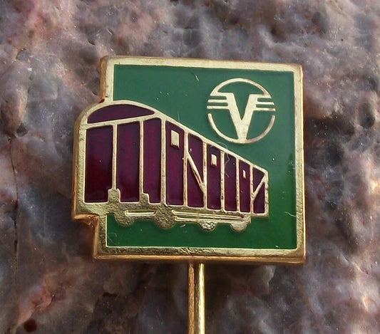 Vintage Vagonky Czech Railway System Train Wagon Maker V Logo Pin Badge