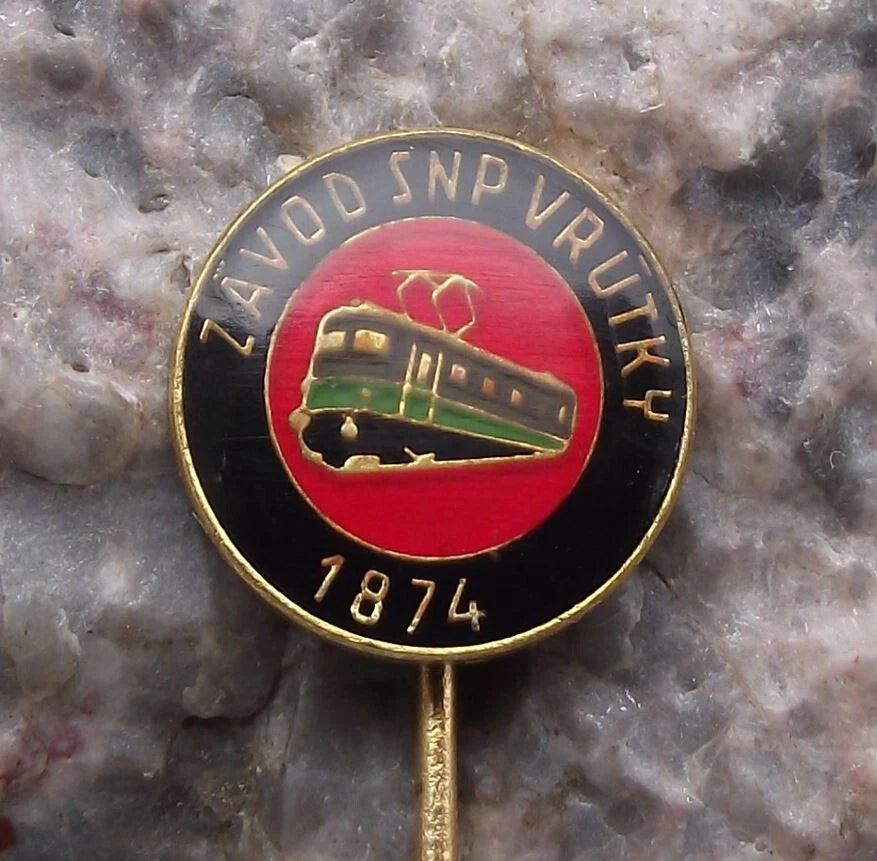 Vintage Czech CSD Vrútky Railway Works Train Locomotive SNP Pin Badge