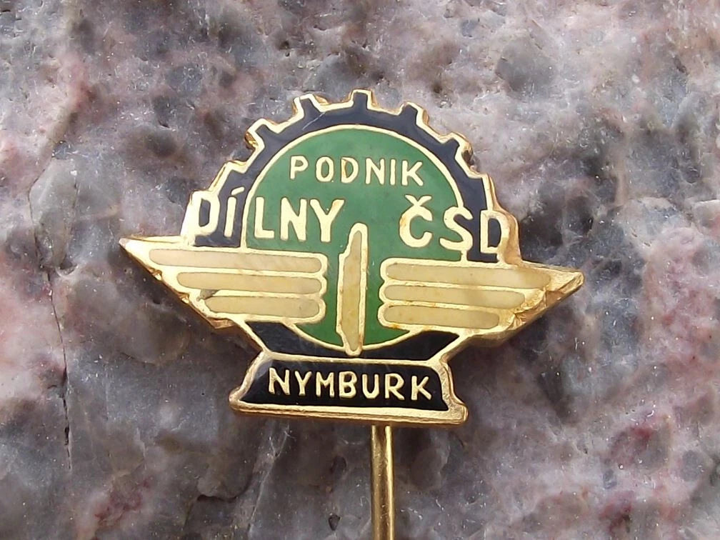 Vintage Czech Railways CSD Train Locomotive Repair Sheds Nymburk Pin Badge