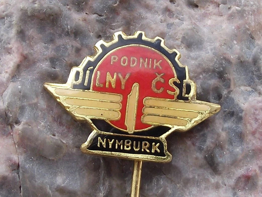 Vintage Czech Railways CSD Train Locomotive Repair Sheds Nymburk Pin Badge