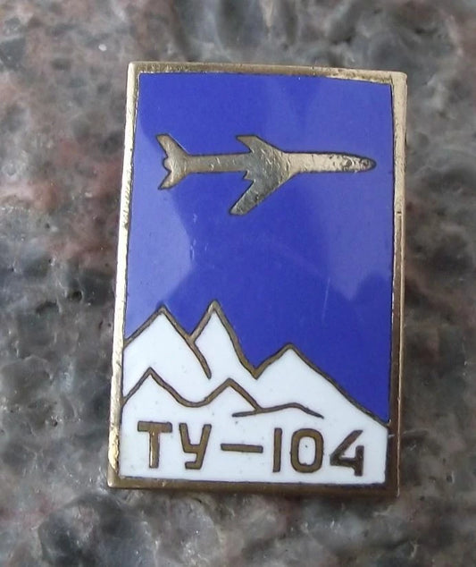 Vintage Tupolev Tu-104 Long Range Soviet Union Jet Airliner Aircraft Pin Badge