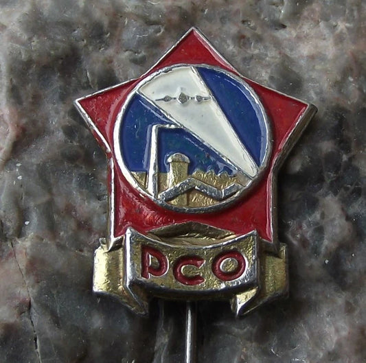 Vintage Czech Civil Defense Worker Air Raid Warden Searchlight PCO Pin Badge