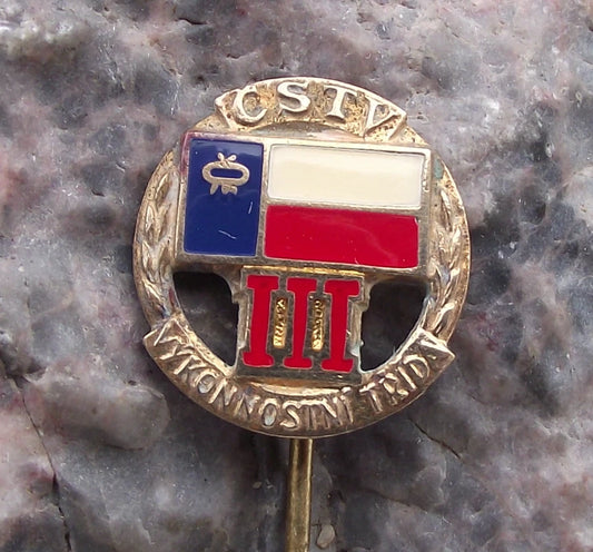 Vintage Czech State Sports Association CSTV 3rd Class Athlete Award Pin Badge