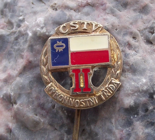 Vintage Czech State Sports Association CSTV 2nd Class Athlete Award Pin Badge